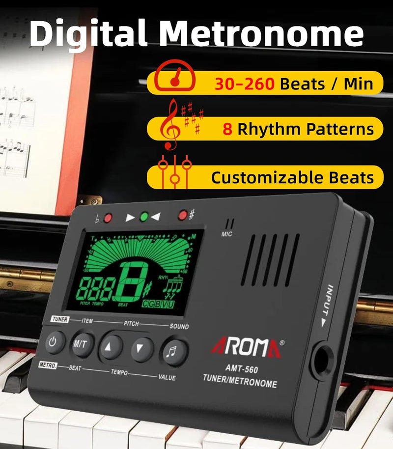 Ulumac Aroma 3 in 1 Digital Metronome Tuner for All Instruments - Guitar, Piano, Violin, Bass, Ukulele, Trumpet, Flute, Clarinet - Accurate Chromatic Tuner, Metronome, Tone Generator, Easy Operation - Image 2